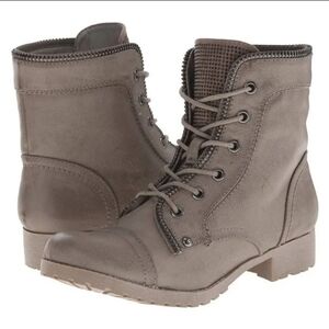 Guess Women's Metallic Gray Combat Boots